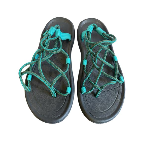 Teva Classic Hurricane XLT Water-Resistant Aqua Nylon Webbing Sandals Sz 10 - Picture 1 of 6